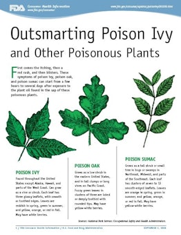 Book page about and with posion ivy, oak, and sumac plants