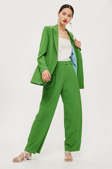 Green Blazer and Wide Leg Trousers