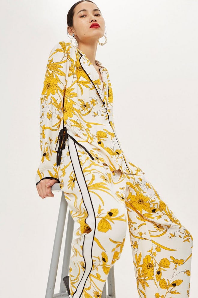 Linear Floral Pyjama Style Shirt and Trousers Set