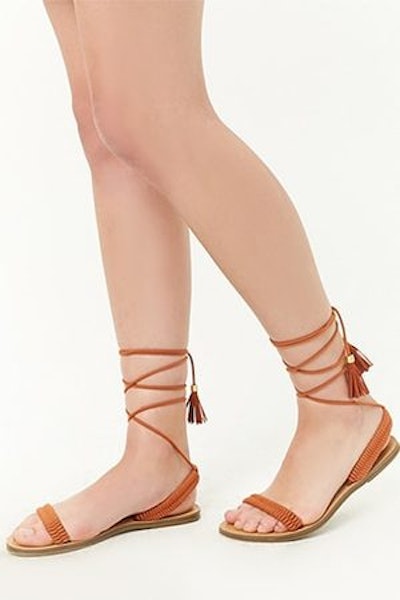 Braided Lace-Up Sandals