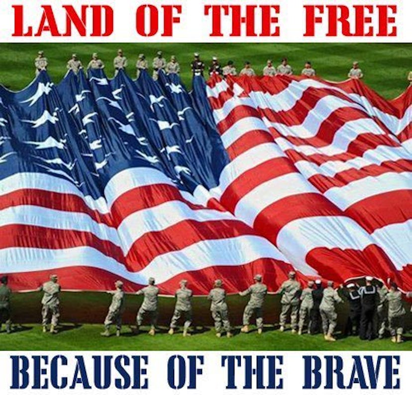 This patriotic 4th of July meme honors the brave men and women in uniform. 