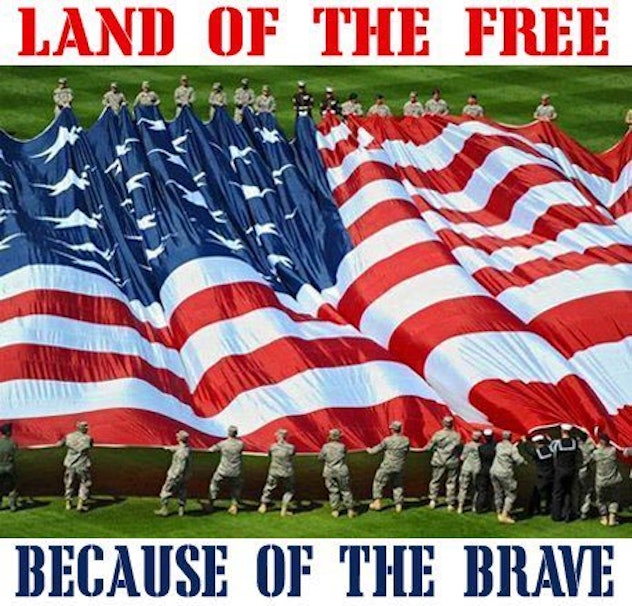 This patriotic 4th of July meme honors the brave men and women in uniform. 