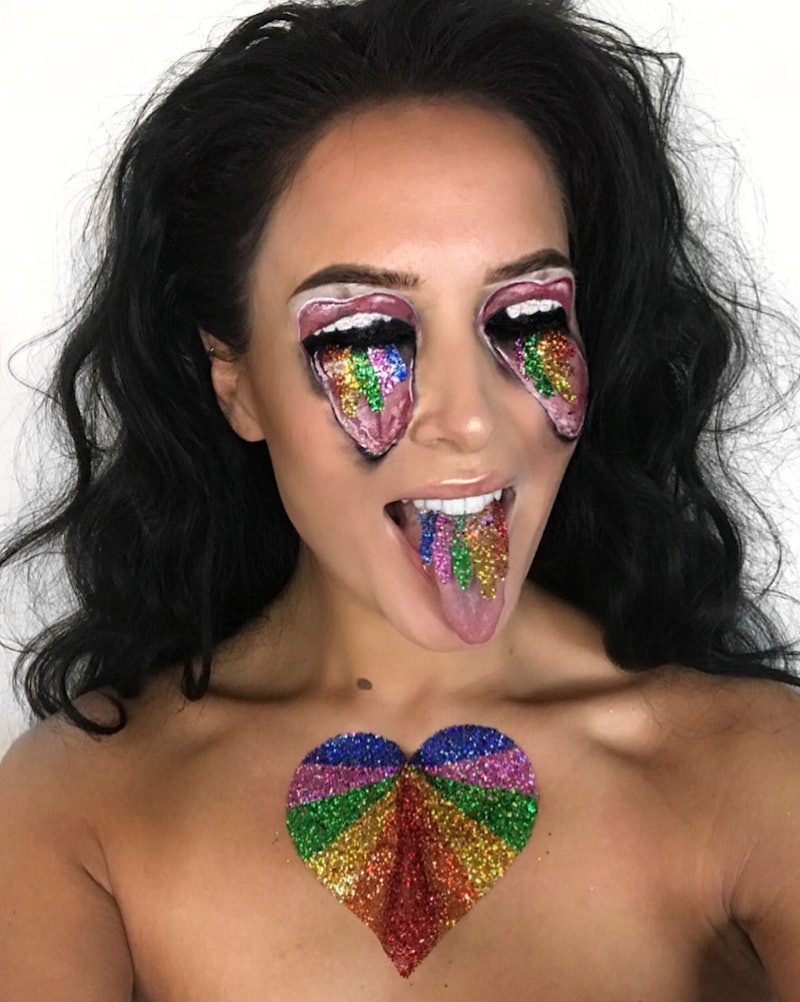 Festival inspired look! Used a mix of face gems, glitters and