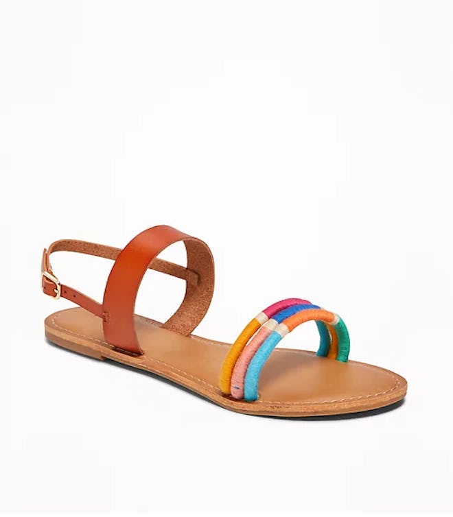Wrapped-Thread Slingback Sandals