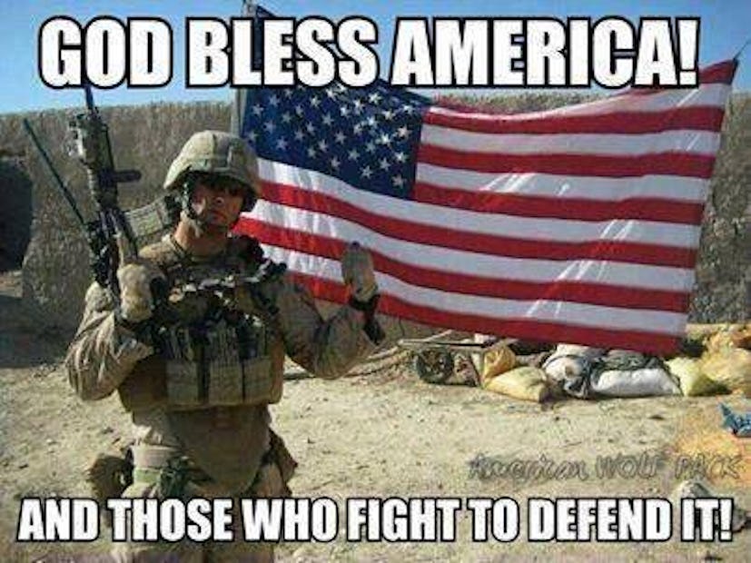 Thank defenders of freedom by posting this patriotic 4th of July meme. 