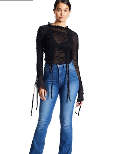 RUCHED MESH TOP