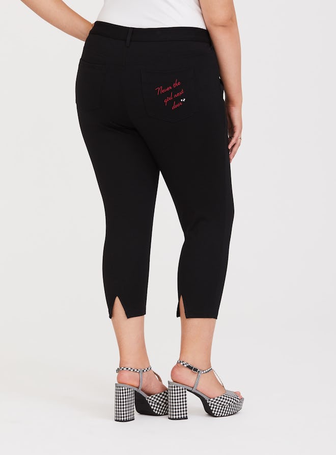 Veronica Black Embroidered Cigarette Cropped Pant