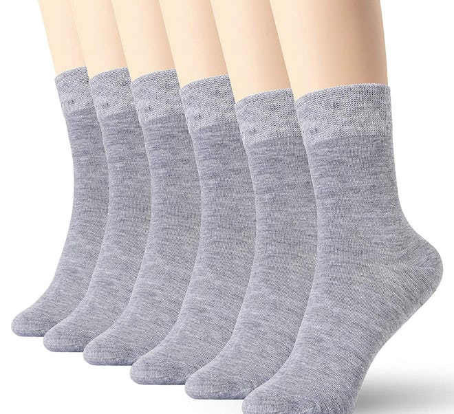 K-LORRA 6 Pack Thin High Ankle Cotton Socks