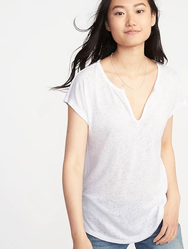 Relaxed Split-Neck Tee