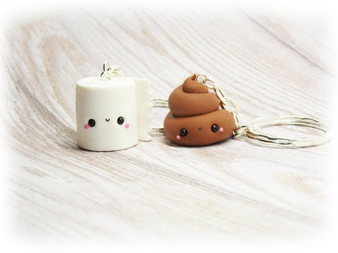 Poop and Toilet Paper Friendship Keychain