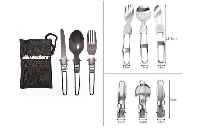Wealers Stainless Steel 3-Piece Folding Cutlery Set