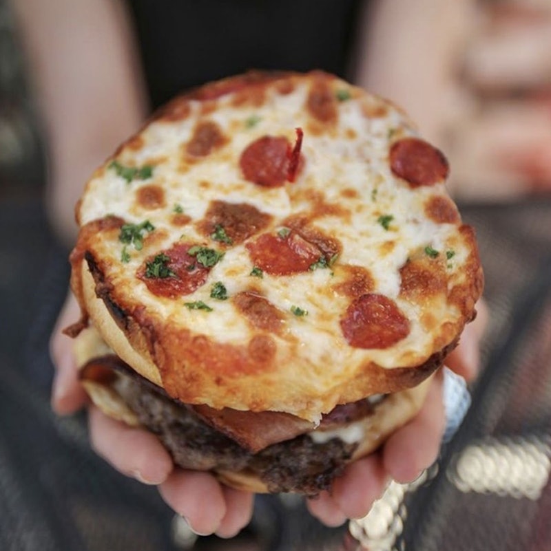 Meatzilla S Pizza Bun Hamburgers Mean You Never Have To Choose Between Pizza And Burgers Again