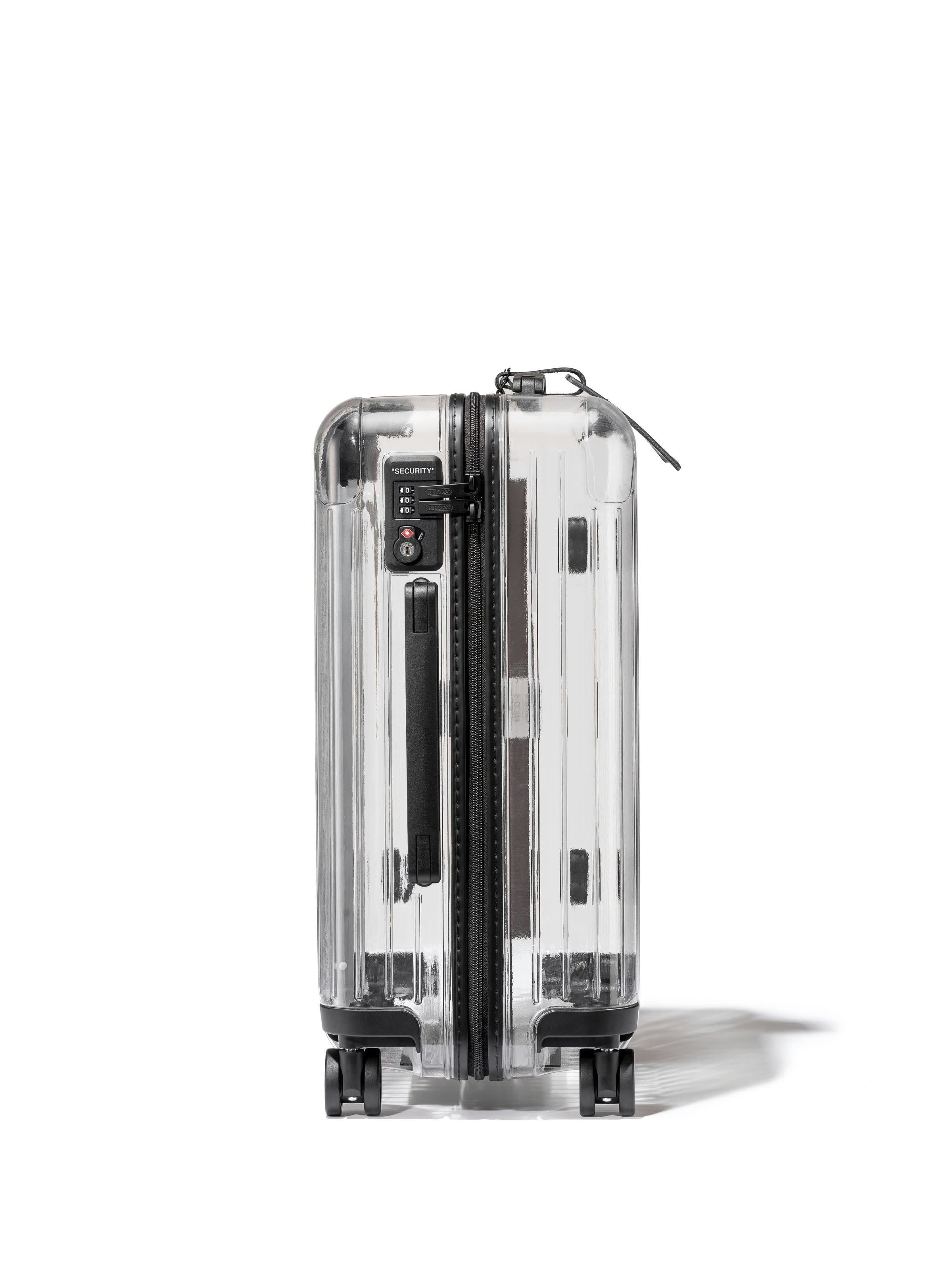 clear off white suitcase
