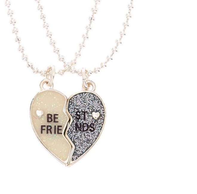 Best Friends Glitter Heart Pendant Necklaces - 2 Pack
