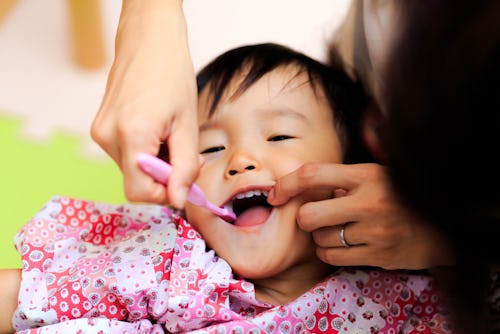 A little child at a dentist's appointment 