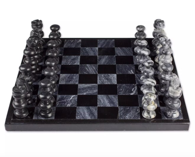 Hand Carved Marble Chess Set, 'Grace and Strategy'