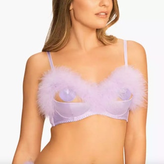 Marabou Bra With Open Cups