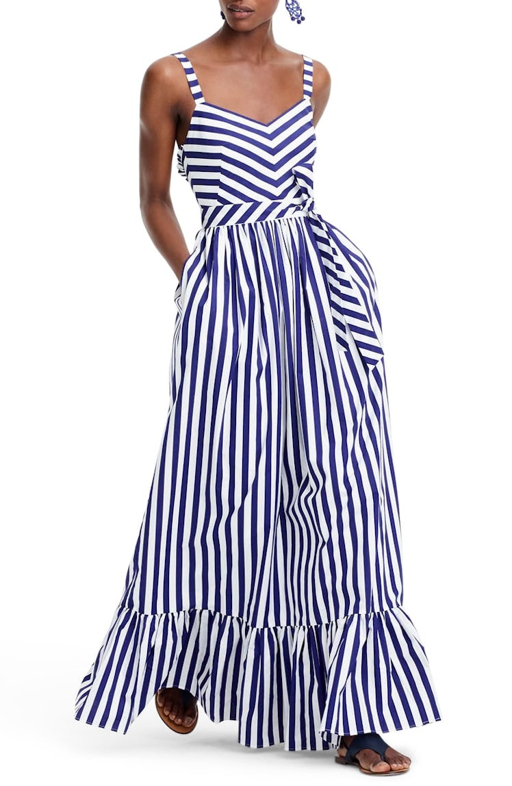 Stripe Ruffle Maxi Dress J.CREW