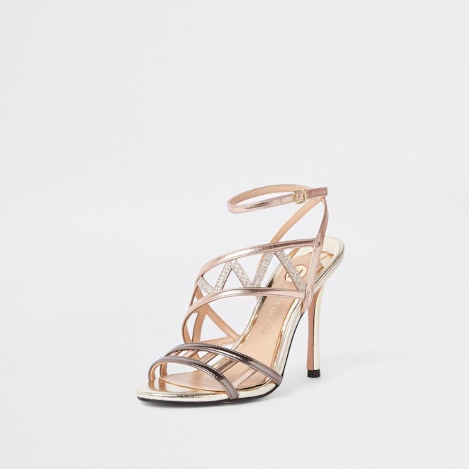 Rose Gold Tone Strappy Sandals