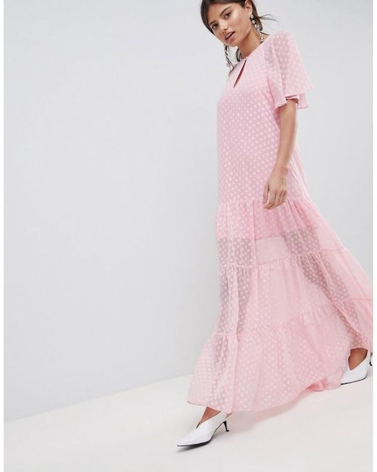 Traffic People Chiffon Polka Dot Maxi Dress