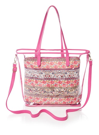 Multicoloured Floral Printed Plastic Shopper Swim Bag
