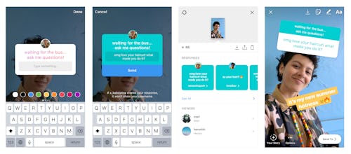 Screenshots showing how to see responses to your Instagram Question sticker.