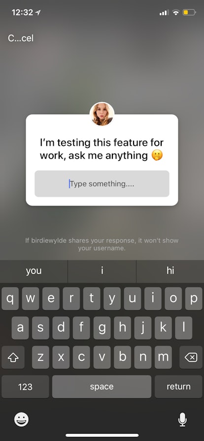 A screenshot of asking questions to your followers via the Questions sticker in Instagram stories.