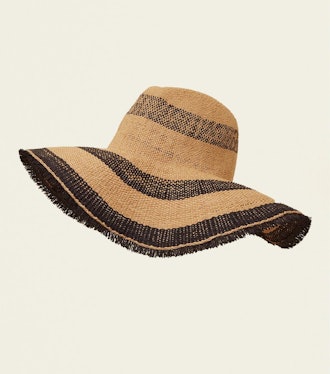 Stone Floppy Stripe Straw Hat