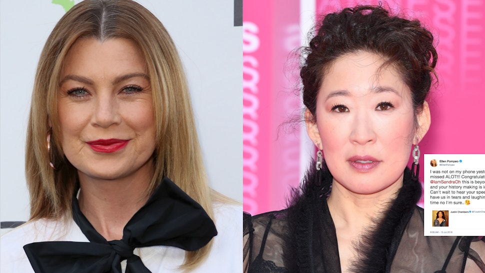 Are Sandra Oh And Ellen Pompeo Friends Ellen Pompeo Congratulated Sandra Oh On Her Emmy Nom, Keeping The 'Grey