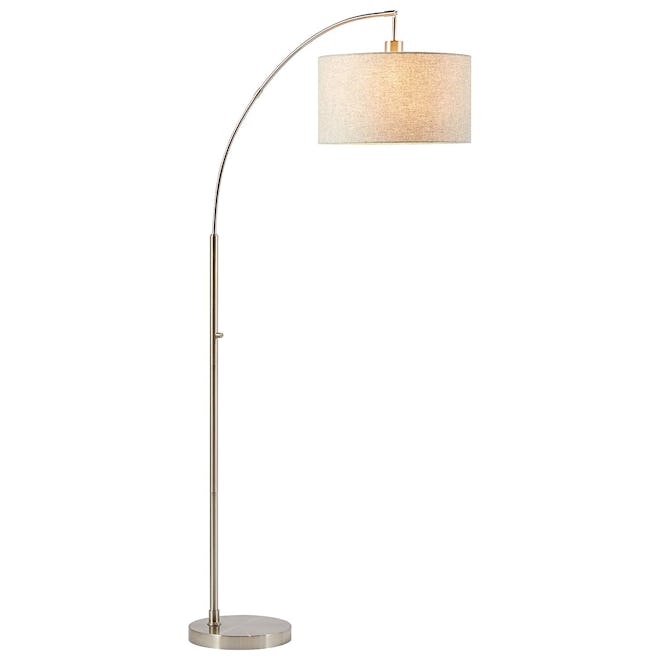 Rivet Steel Arc Floor Lamp, 69" H, with Bulb, Fabric Shade