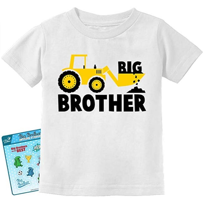 TeeStars Big Brother Gift for Tractor Loving Boys Toddler/Infant Kids T-Shirt + Stickers