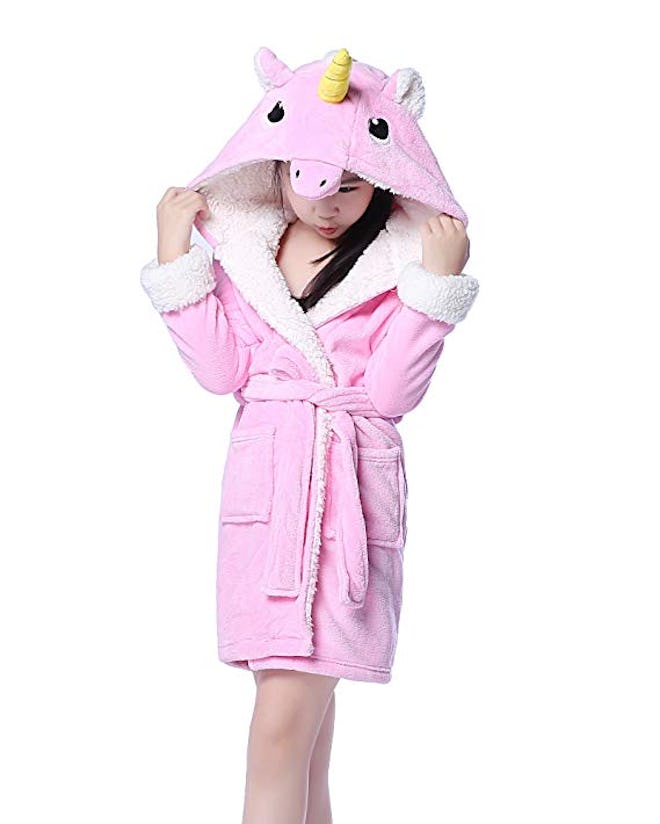 NEWCOSPLAY Children's Unicorn Hooded Bath Robe