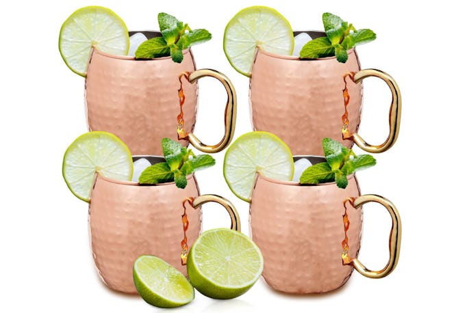 Estilo Handcrafted Solid Hammered Copper Moscow Mule Mugs — 35% Off