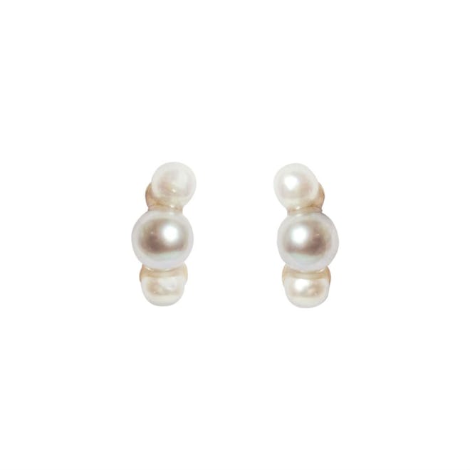 Lily Flo Jewellery Bette Grey & White Pearl Bar Stud Earrings