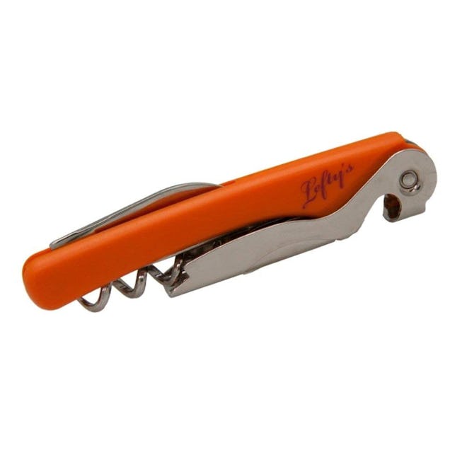 Left Handed Folding Waiter 4-in-1 Corkscrew, Orange Handle