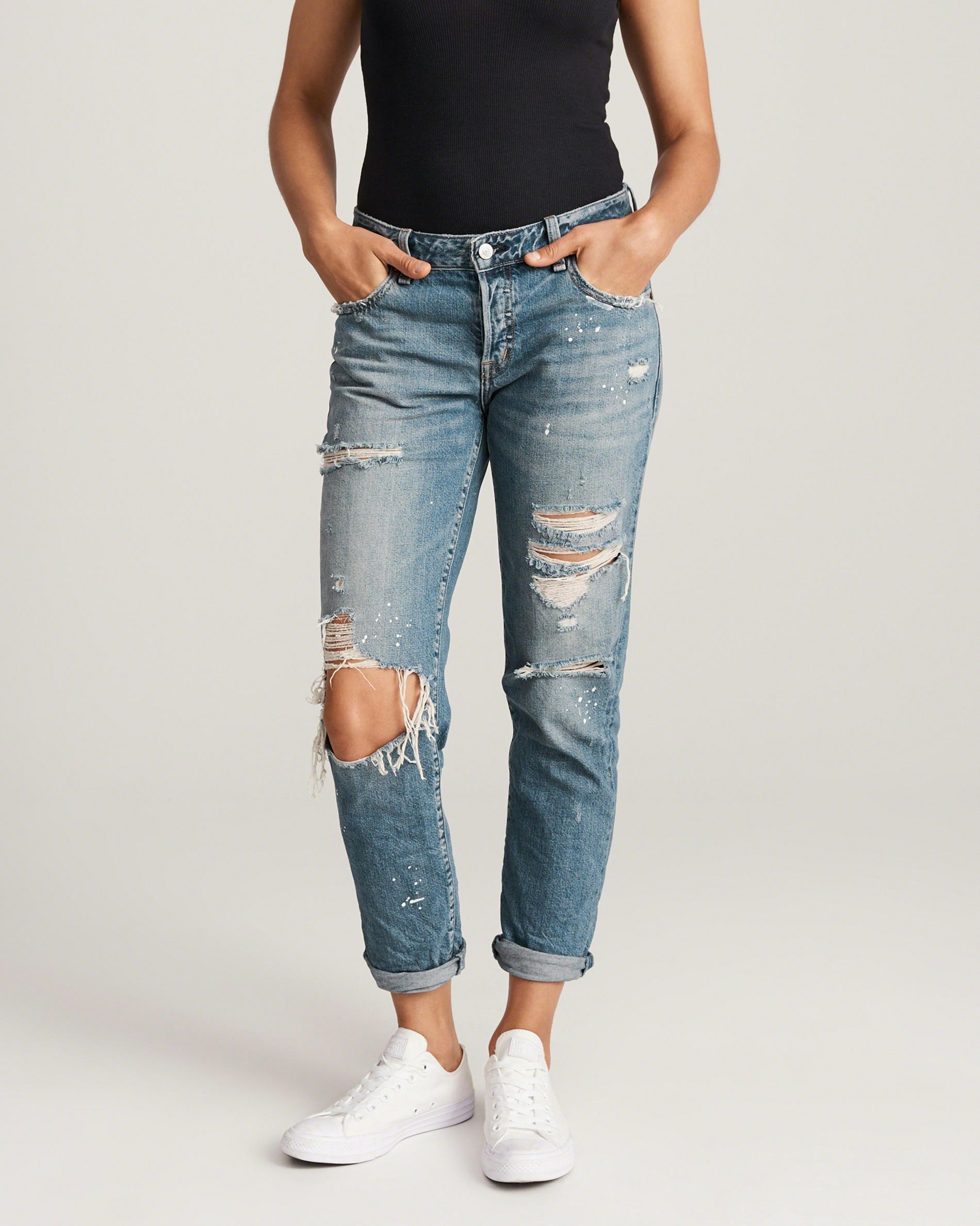 abercrombie ripped high rise mom jeans
