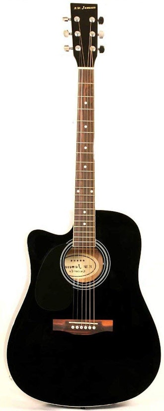 Jameson Guitars Full Size Thinline Acoustic Electric Guitar With Free Gig Bag Case & Picks Black Lef...