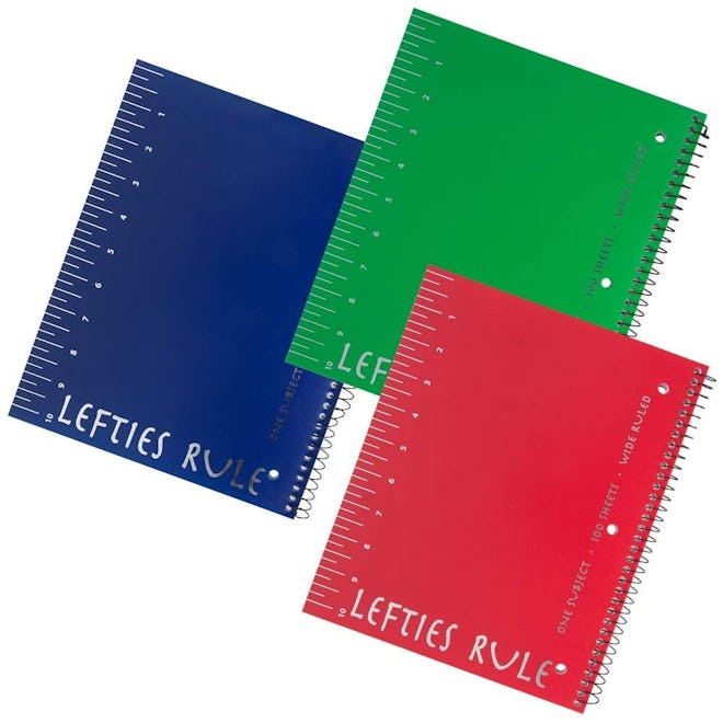 Lefties Rule Left Handed Wide Ruled Notebook, Set of 3, Assorted Colors