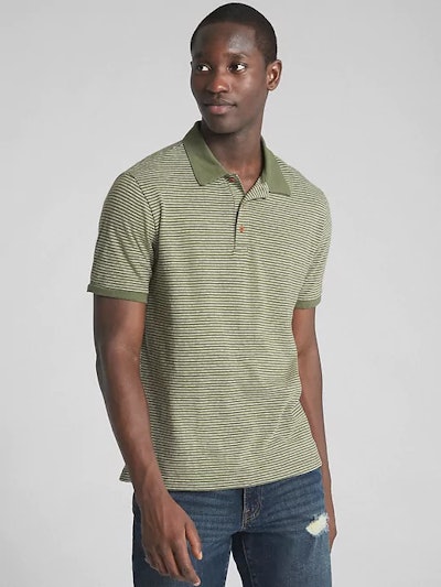 Short Sleeve Polo Shirt in Linen-Cotton