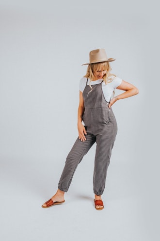 Striped Jumpsuit in Gray 