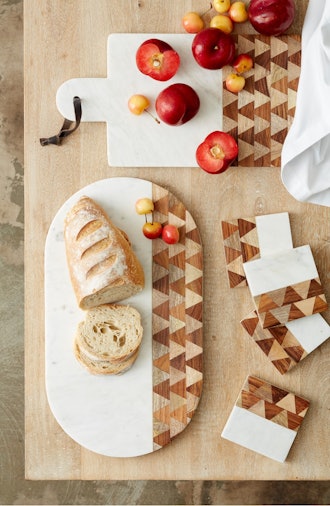 Nordstrom At Home Chevron Marble & Wood Serving Board