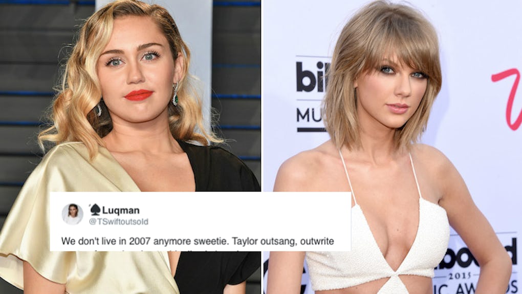 Miley Cyrus Shaded Taylor Swift With An Instagram Meme Apparently Fans Can T Deal