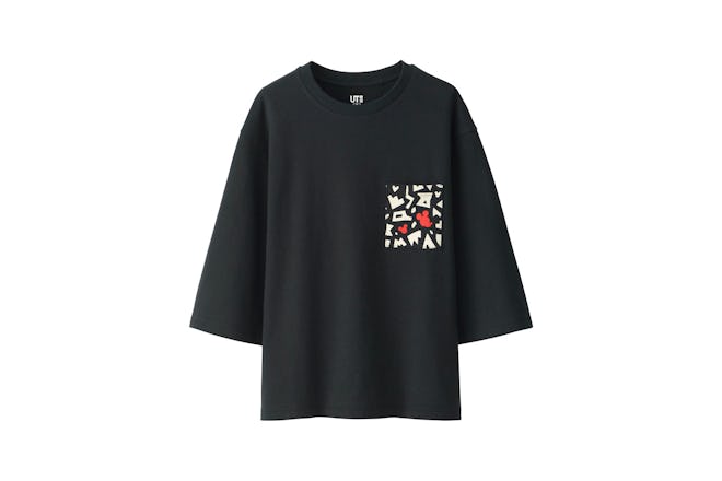 Women Love & Mickey Mouse Collection Graphic T-shirt (Black)