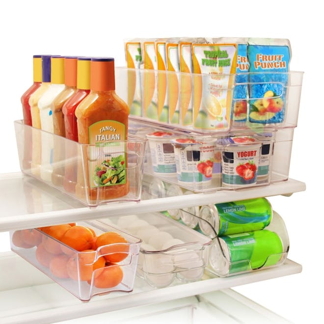 Greenco 6 Piece Refrigerator and Freezer Stackable Storage Organizer Bins with Handles
