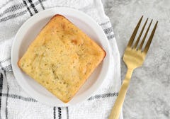 Lemon cake served on a small plate with a fork