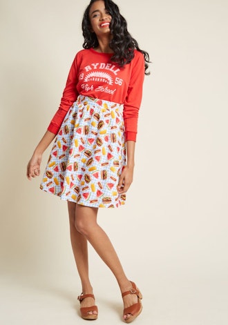 Lively Vibe Cotton A-Line Skirt in Picnic