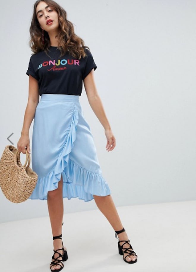 New Look Ruffle Wrap Midi Skirt 