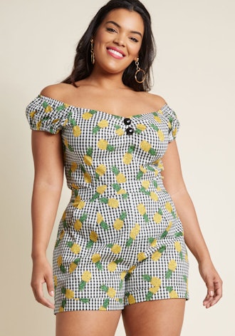 Collectif x MC Charming Chat High-Waisted Shorts in Pineapple