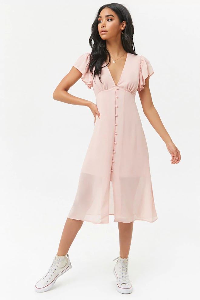 Chiffon Butterfly Sleeve Midi Dress