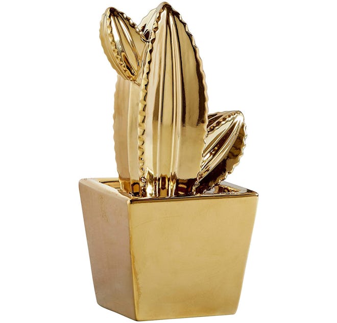 Rivet Electroplated Ceramic Cactus Figurine
